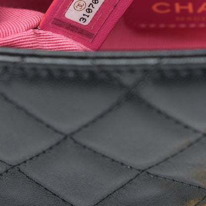 Chanel Lambskin Resin Quilted Mini Pearl Samba Square Flap Black 7 of 11