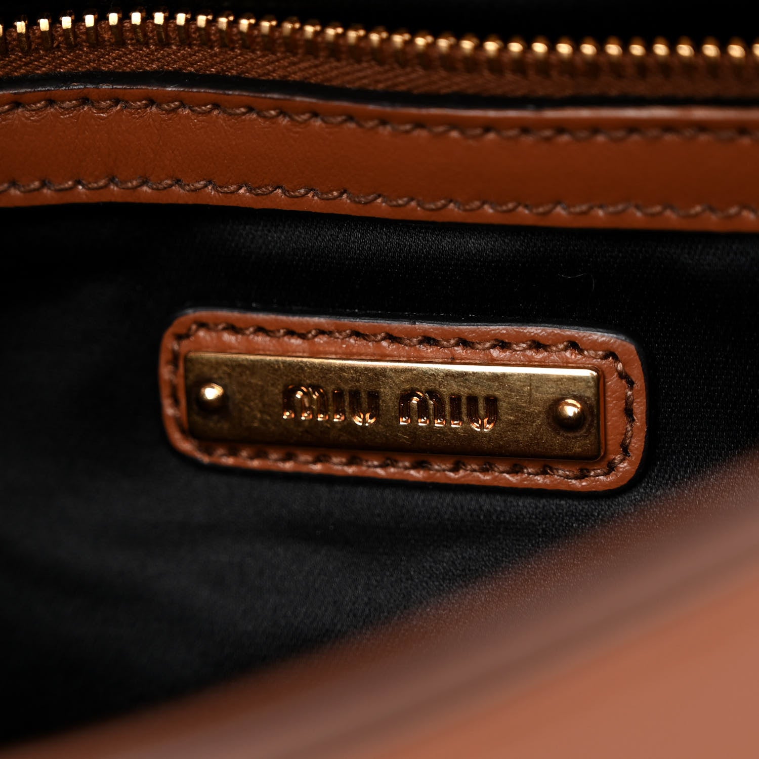 Miu Miu City Calf Lock Shoulder Bag Cognac 6 of 12