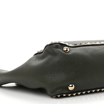 Valentino Garavani Pebbled Calfskin Medium Rockstud Tote Army Green 8 of 9
