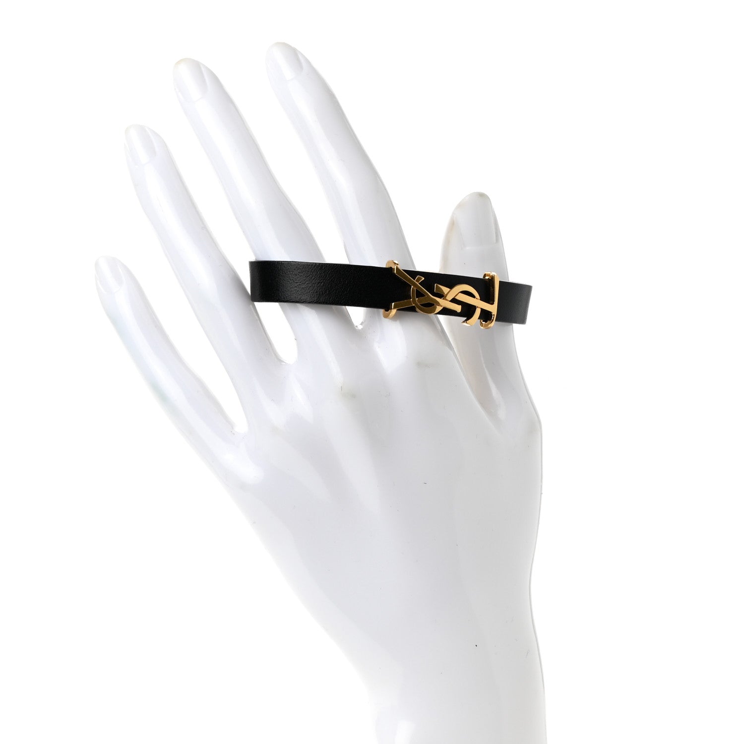 Saint Laurent Calfskin Opyum Bracelet M Black Gold 2 of 4