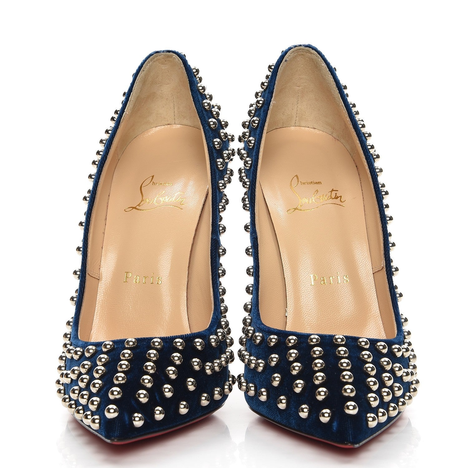 Christian Louboutin Velvet Billy 120 Spike Pumps 38.5 Silver Eclipse 2 of 8