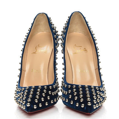 Christian Louboutin Velvet Billy 120 Spike Pumps 38.5 Silver Eclipse 2 of 8