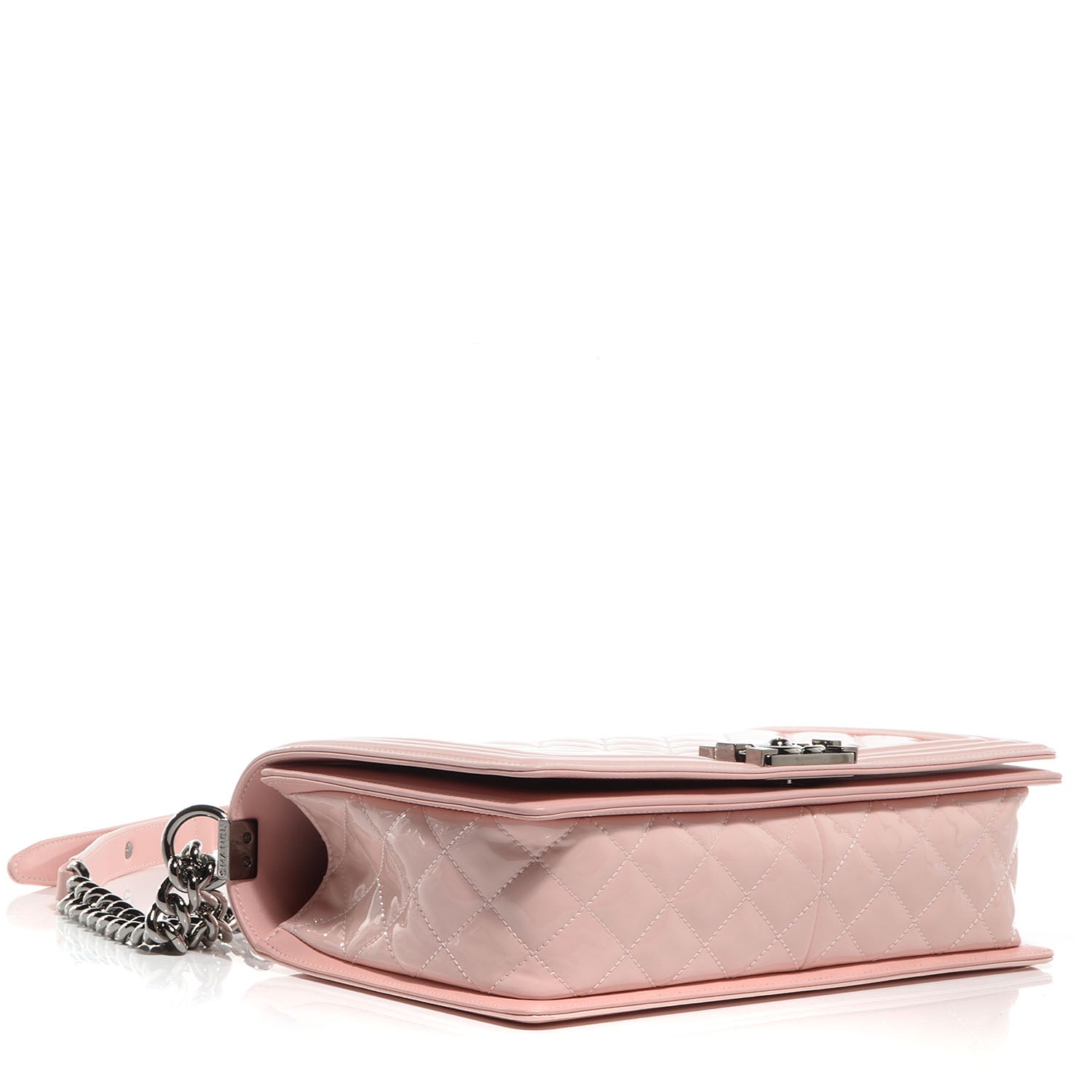 Chanel Patent Quilted Chevron New Medium Boy Flap Light Pink 4 of 8