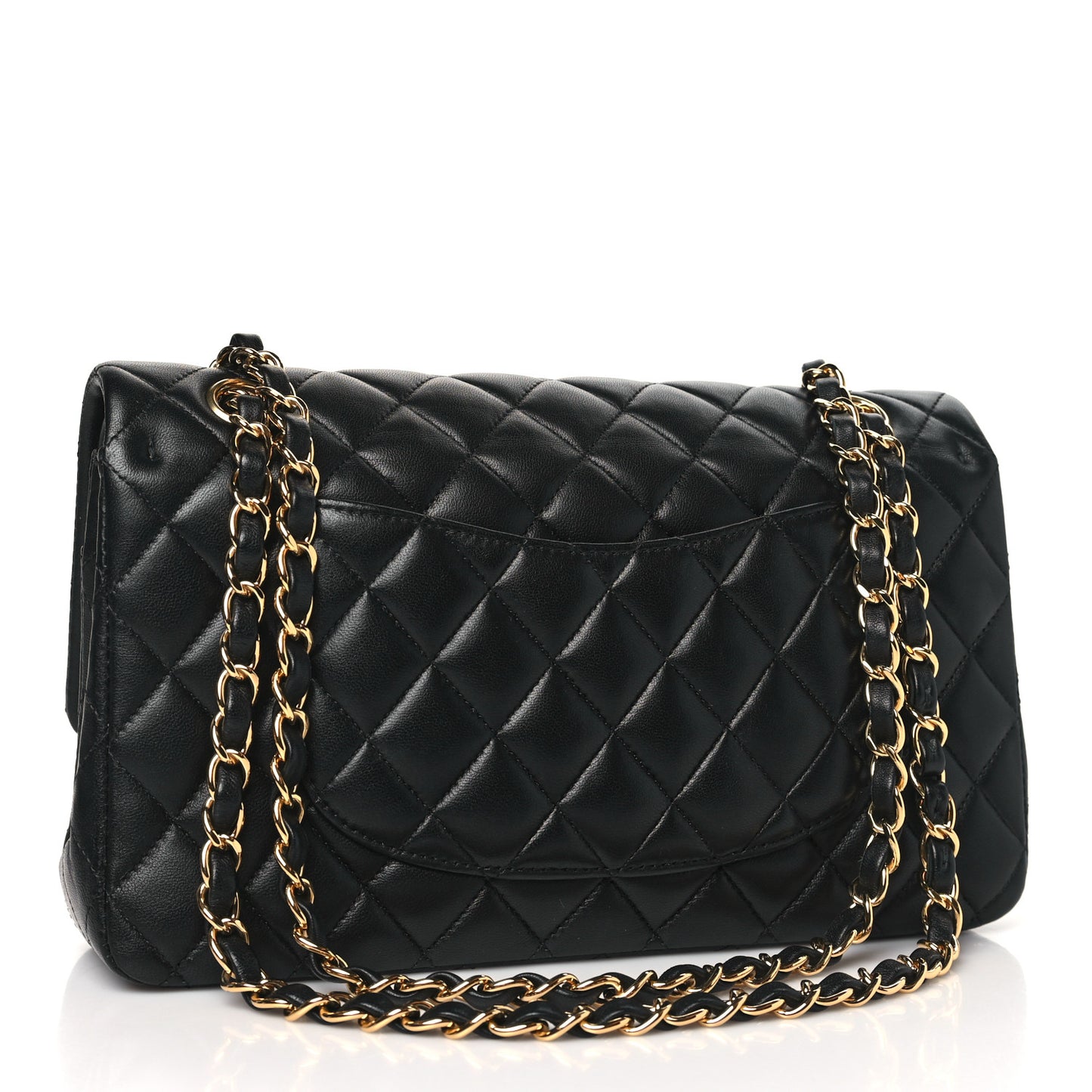 Lambskin Quilted Medium Double Flap Black
