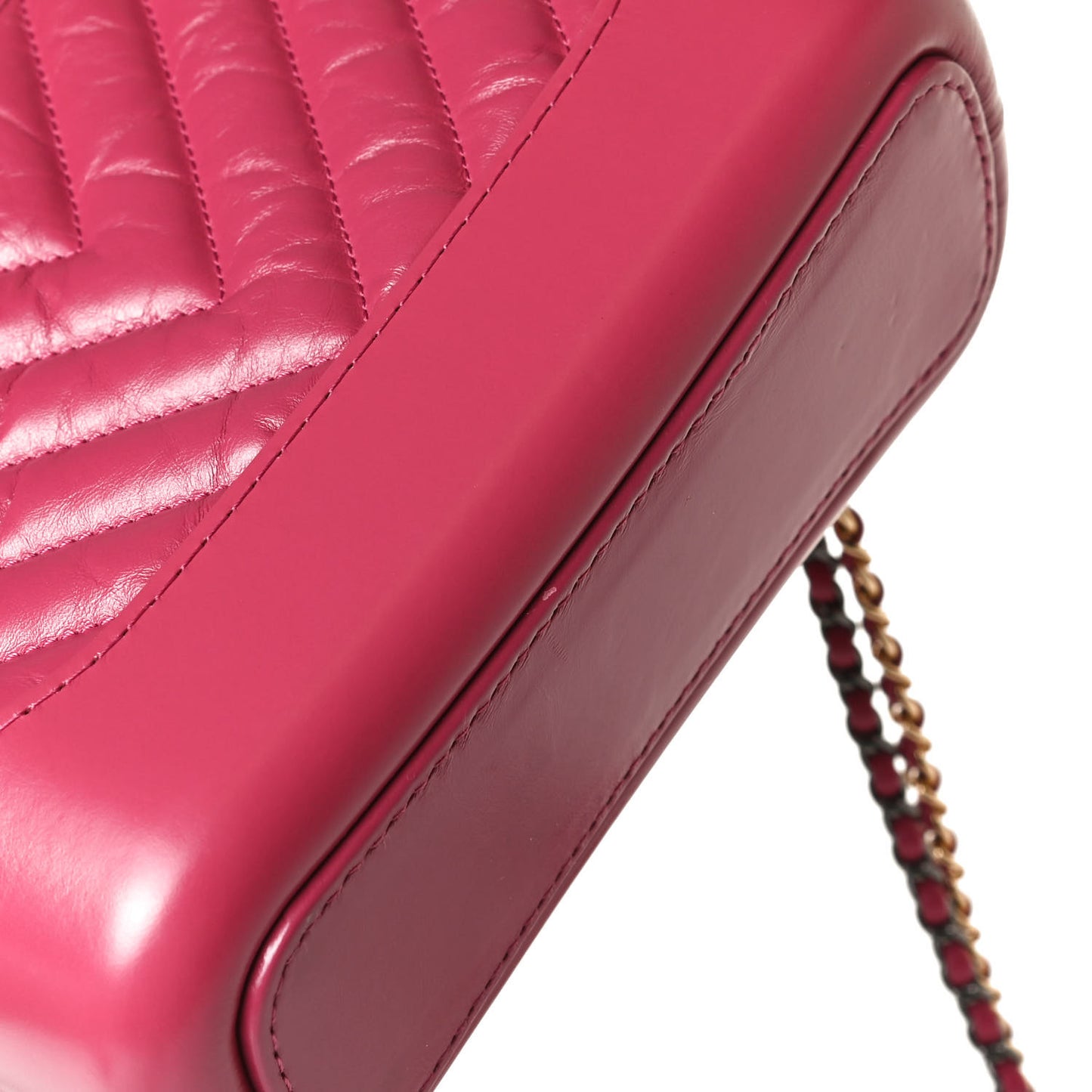 Aged Calfskin Chevron Quilted Small Gabrielle Hobo Dark Pink