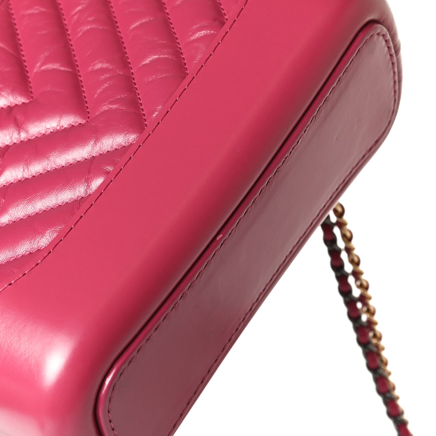 Chanel Aged Calfskin Chevron Quilted Small Gabrielle Hobo Dark Pink 13 of 13