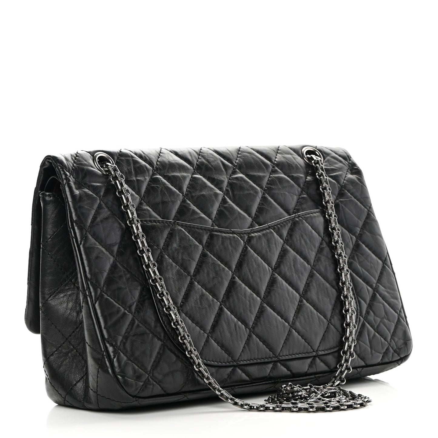 Aged Calfskin Quilted 2.55 Reissue 227 Flap Black