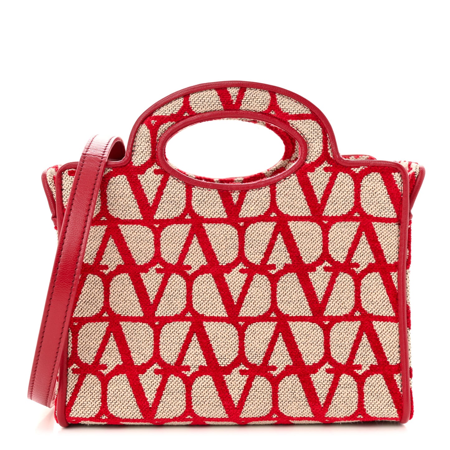 Toile Iconographe Goatskin Mini Le Troisieme Shopping Bag Naturale Rosso Valentino