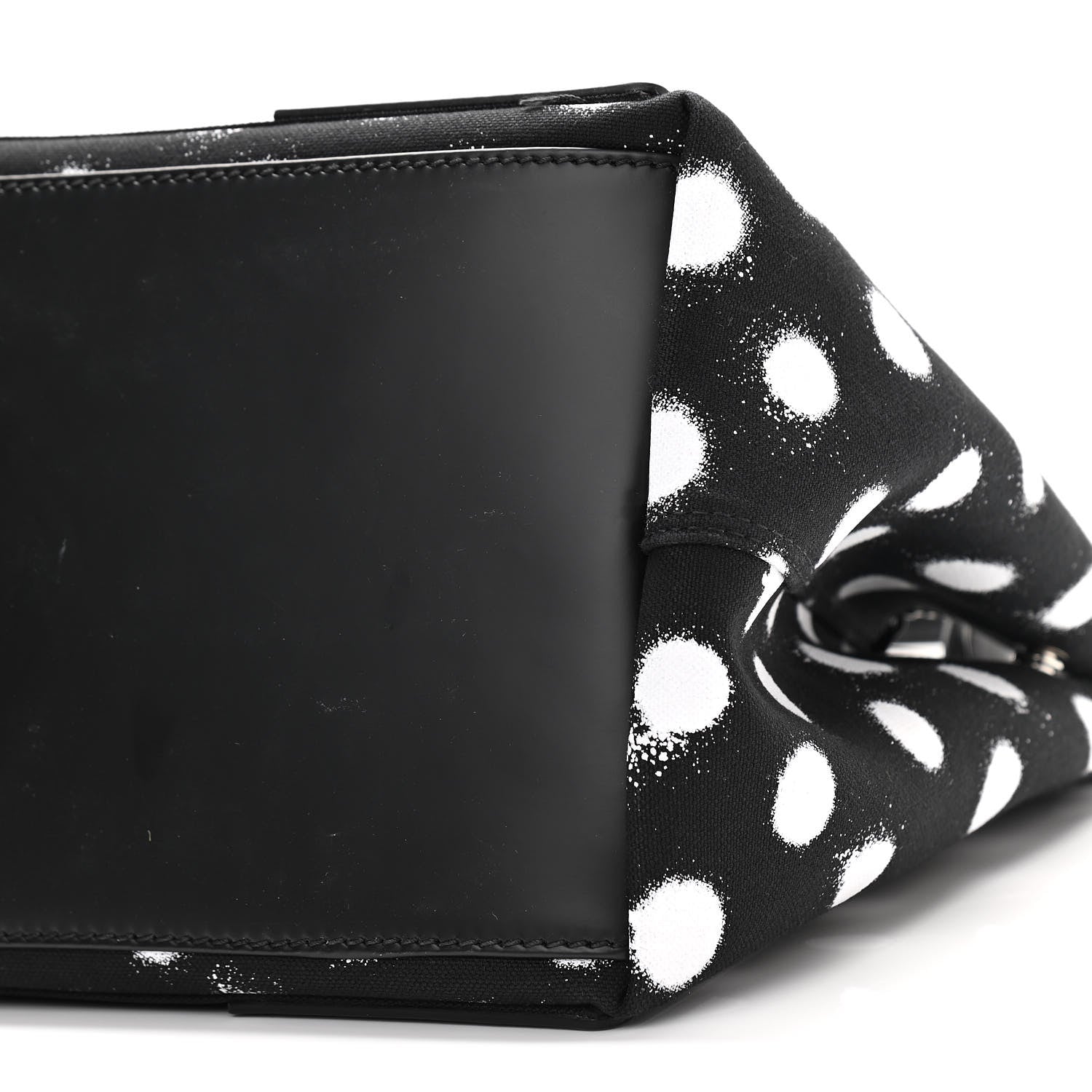Balenciaga Cotton Canvas Spray Polka Dot S Navy Cabas Black White 11 of 11