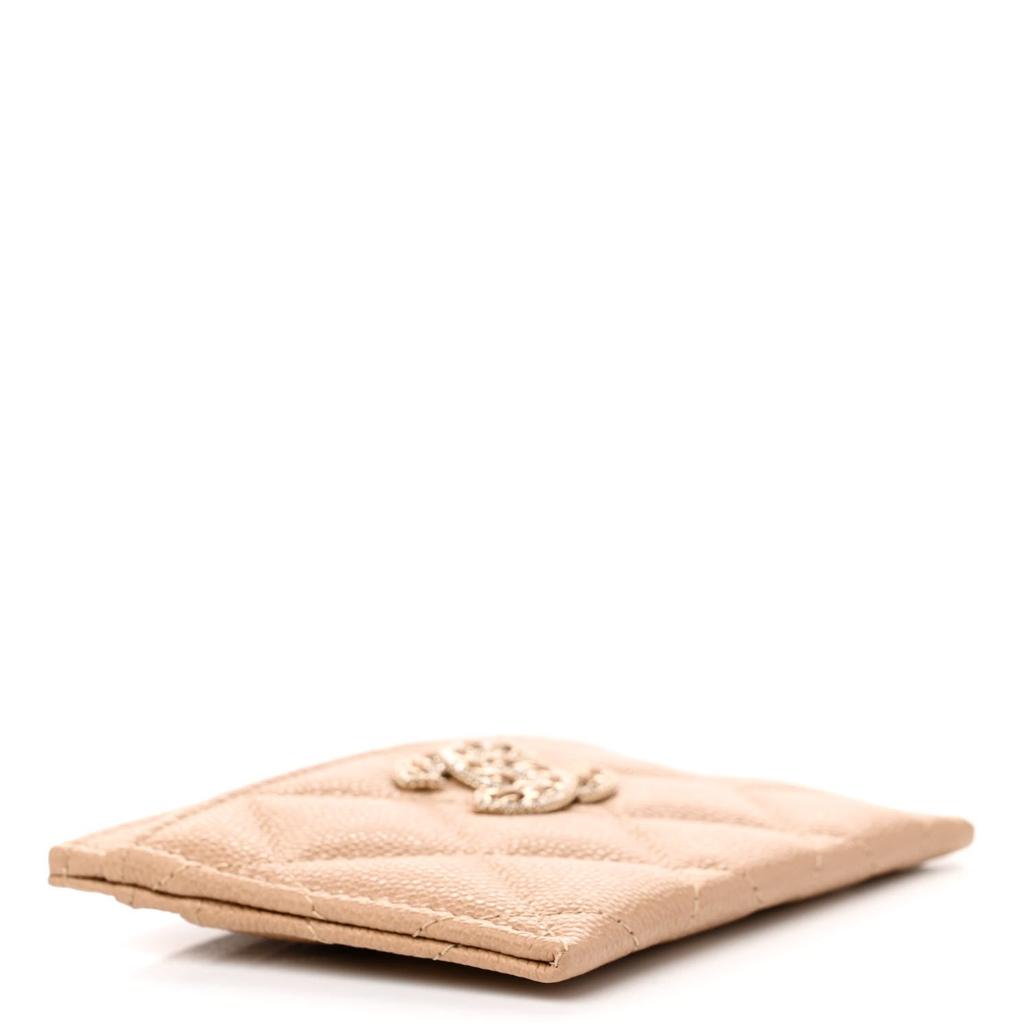 Chanel Caviar Quilted Crystal Card Holder Beige 3 of 8