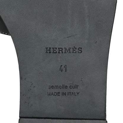 Hermes Box Calfskin Oran Sandals 41 Black 7 of 10