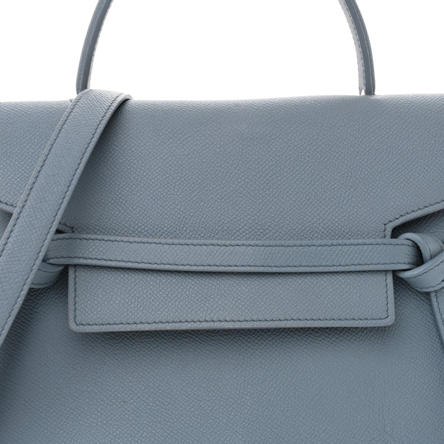 Grained Calfskin Micro Belt Bag Washed Blue