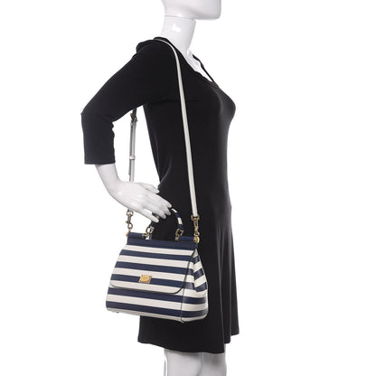 Dolce & Gabbana Stripe Dauphine Medium Miss Sicily Satchel Blue White 2 of 9