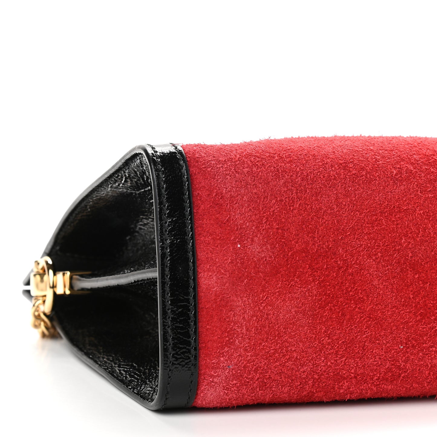 Suede Patent Web Medium Ophidia Chain Shoulder Bag Hibiscus Red Black
