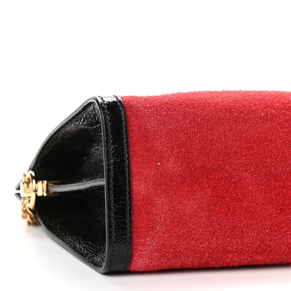 Gucci Suede Patent Web Medium Ophidia Chain Shoulder Bag Hibiscus Red Black 11 of 12