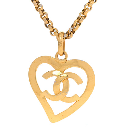 Chanel CC Heart Chain Pendant Necklace Gold 4 of 7