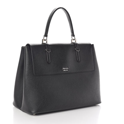 Prada Saffiano Cuir Convertible Top Handle Tote Black 3 of 9