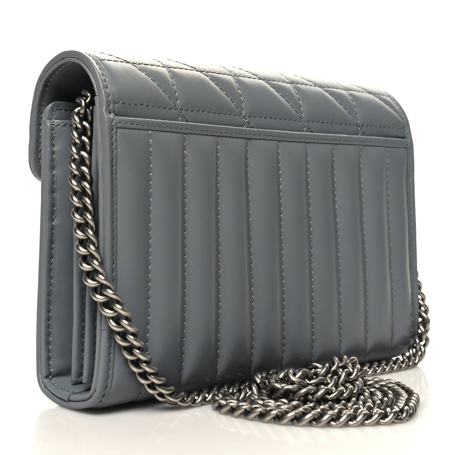 Gucci Calfskin Matelasse Aria GG Marmont Chain Wallet Deep Grey 3 of 11