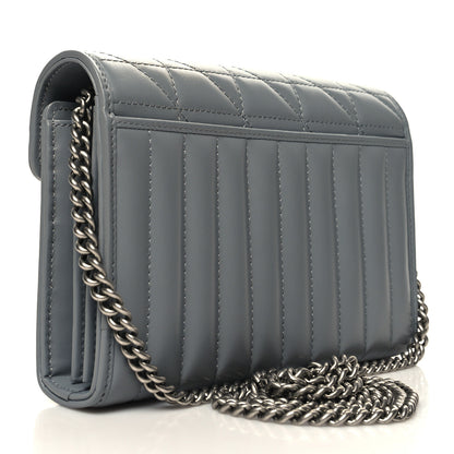 Gucci Calfskin Matelasse Aria GG Marmont Chain Wallet Deep Grey 3 of 11