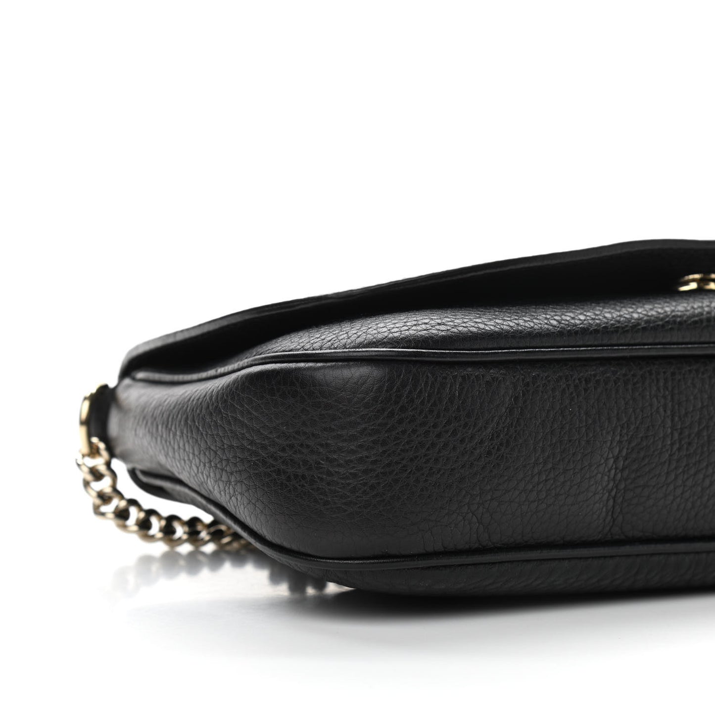 Pebbled Calfskin Medium Soho Flap Crossbody Black