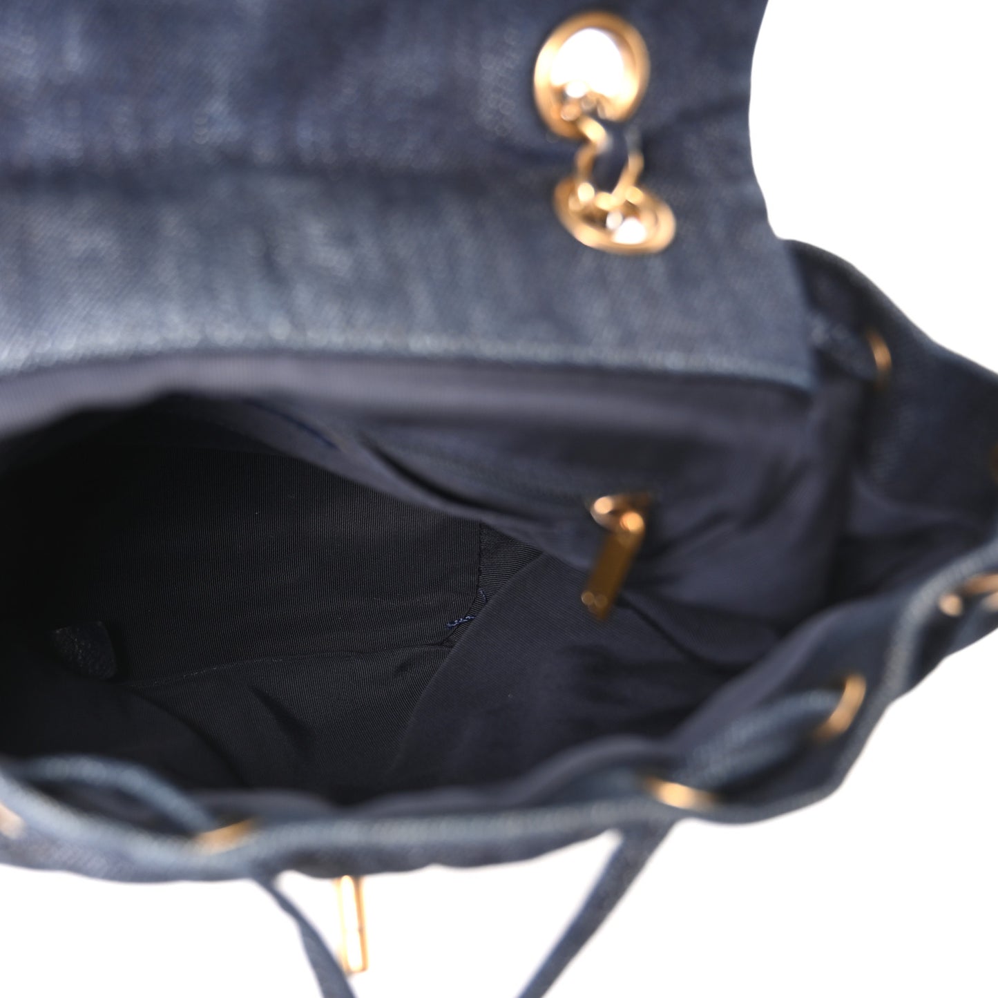 Washed Denim Quilted Small Urban Spirit Backpack Dark Blue
