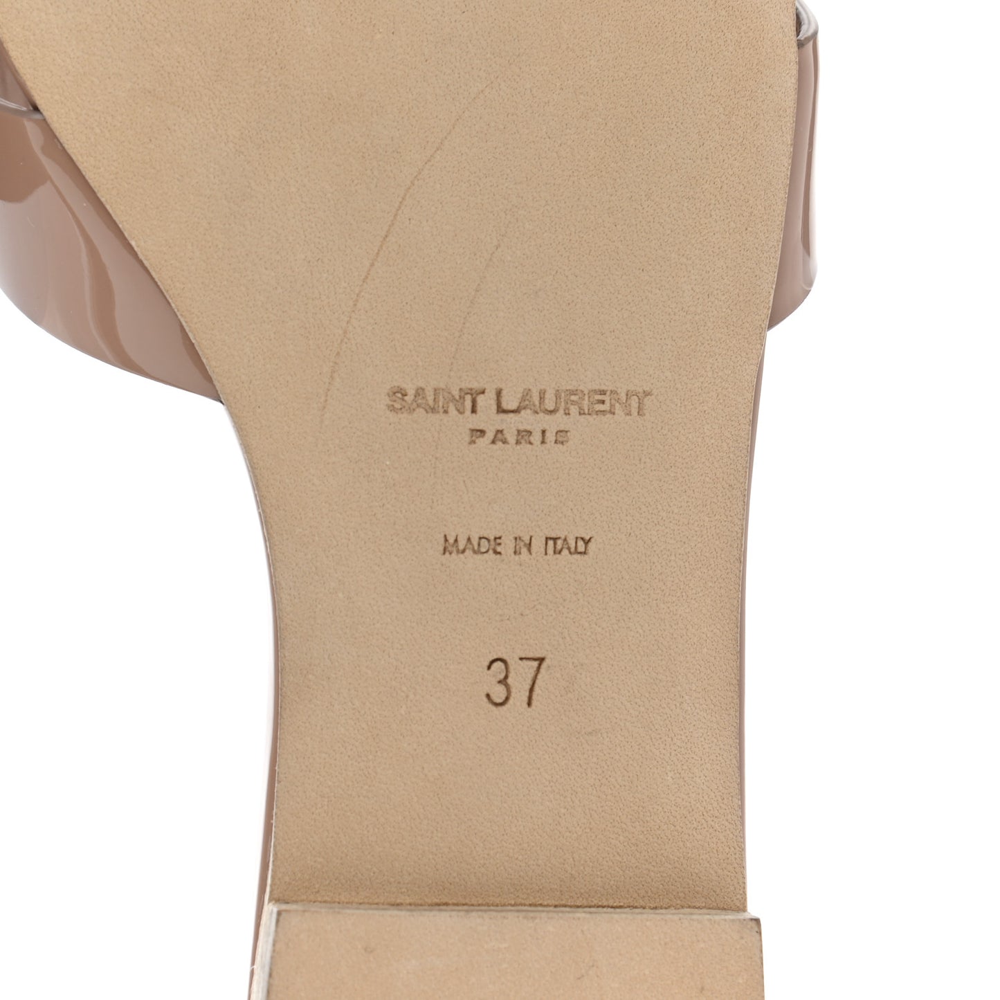 Patent Calfskin Nu Pied 05 Slide Sandals 37 Nude
