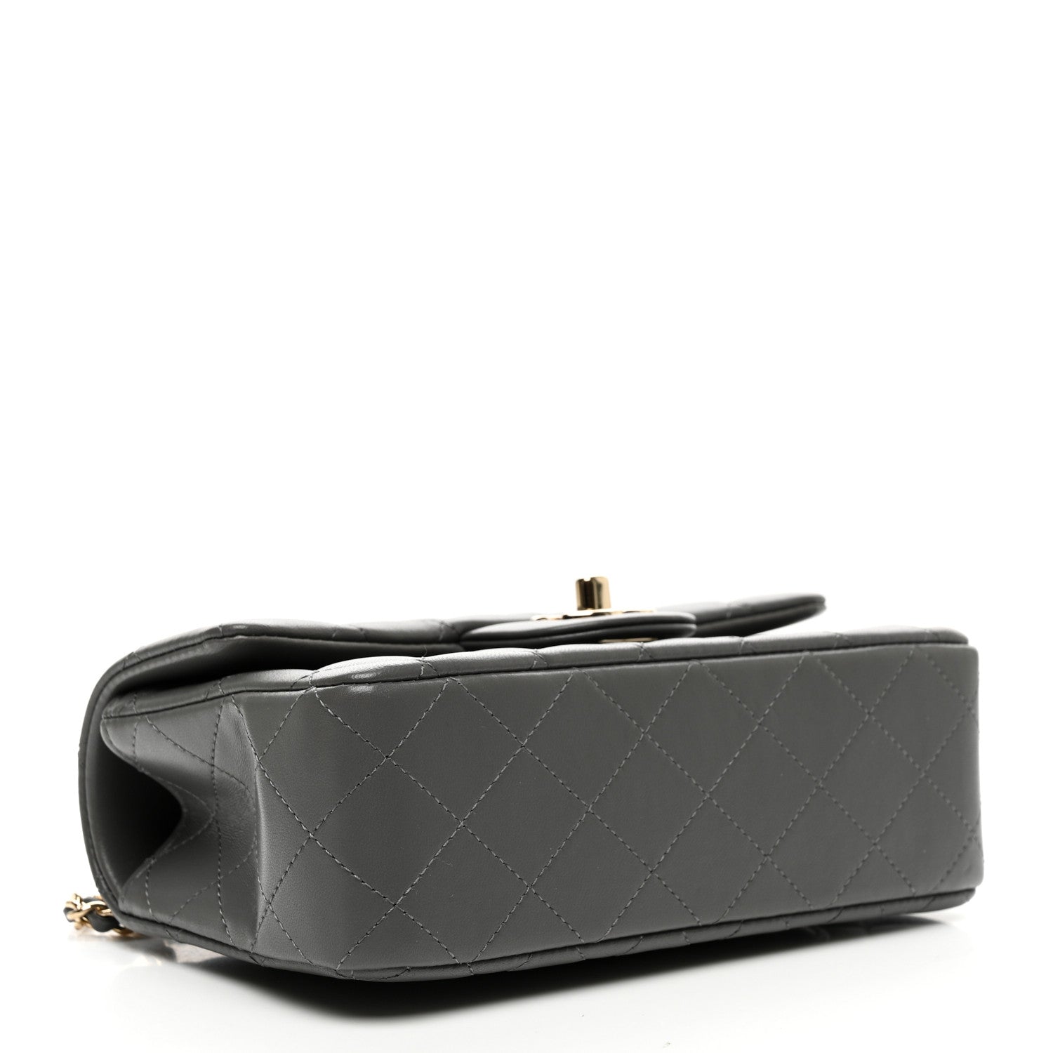 Chanel Lambskin Quilted Mini Top Handle Rectangular Flap Dark Grey 4 of 9