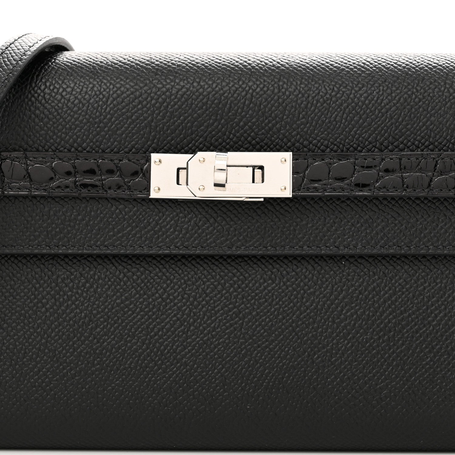 Hermes Epsom Matte Alligator Touch Kelly Wallet To Go Black 7 of 10