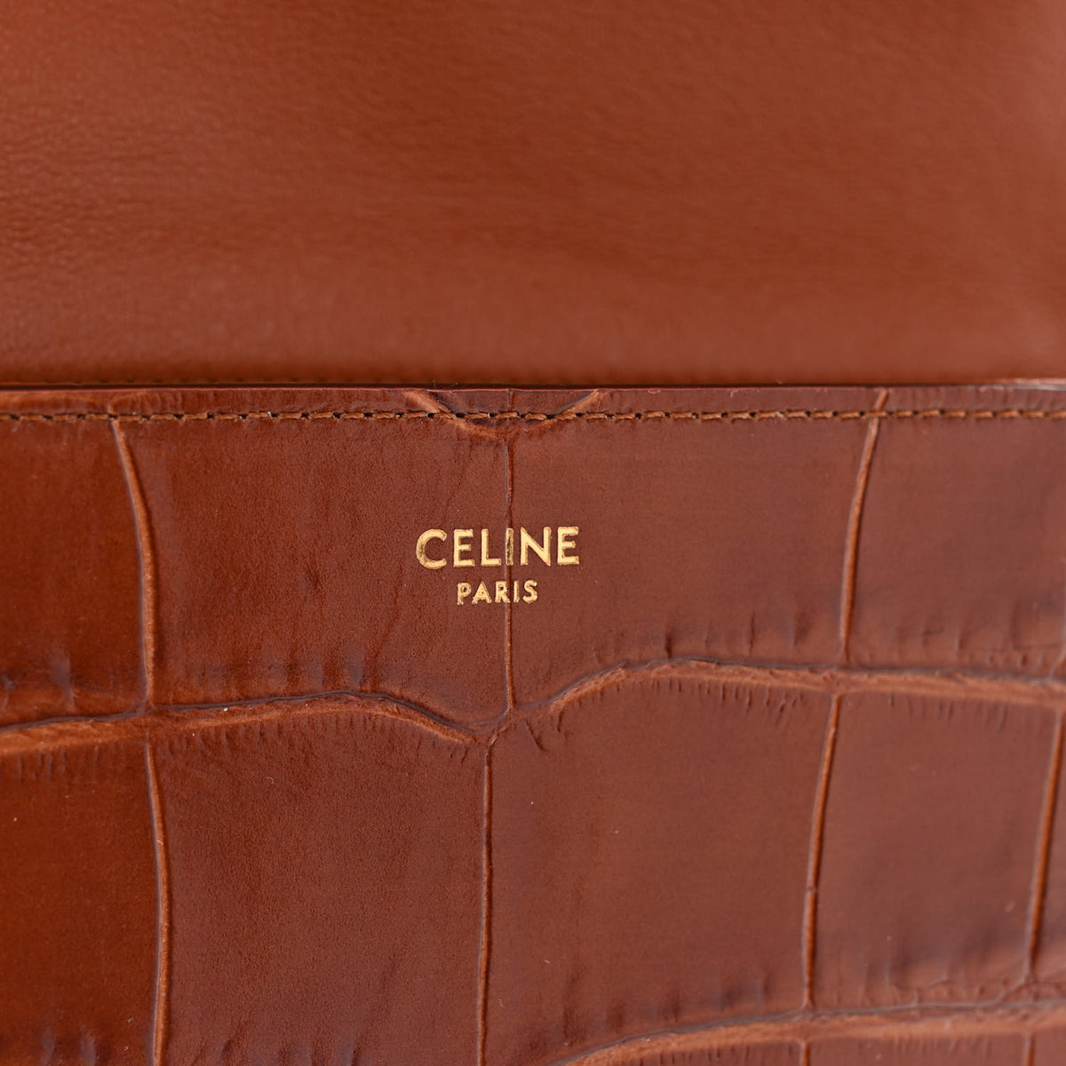 Celine Calfskin Crocodile Embossed Medium Tassel Bag Tan 6 of 13