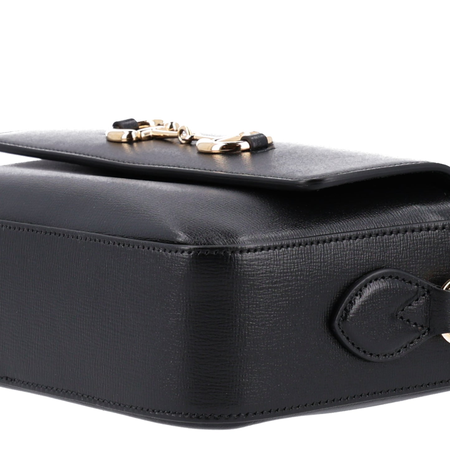 Textured Calfskin Small Horsebit 1955 Shoulder Bag Black