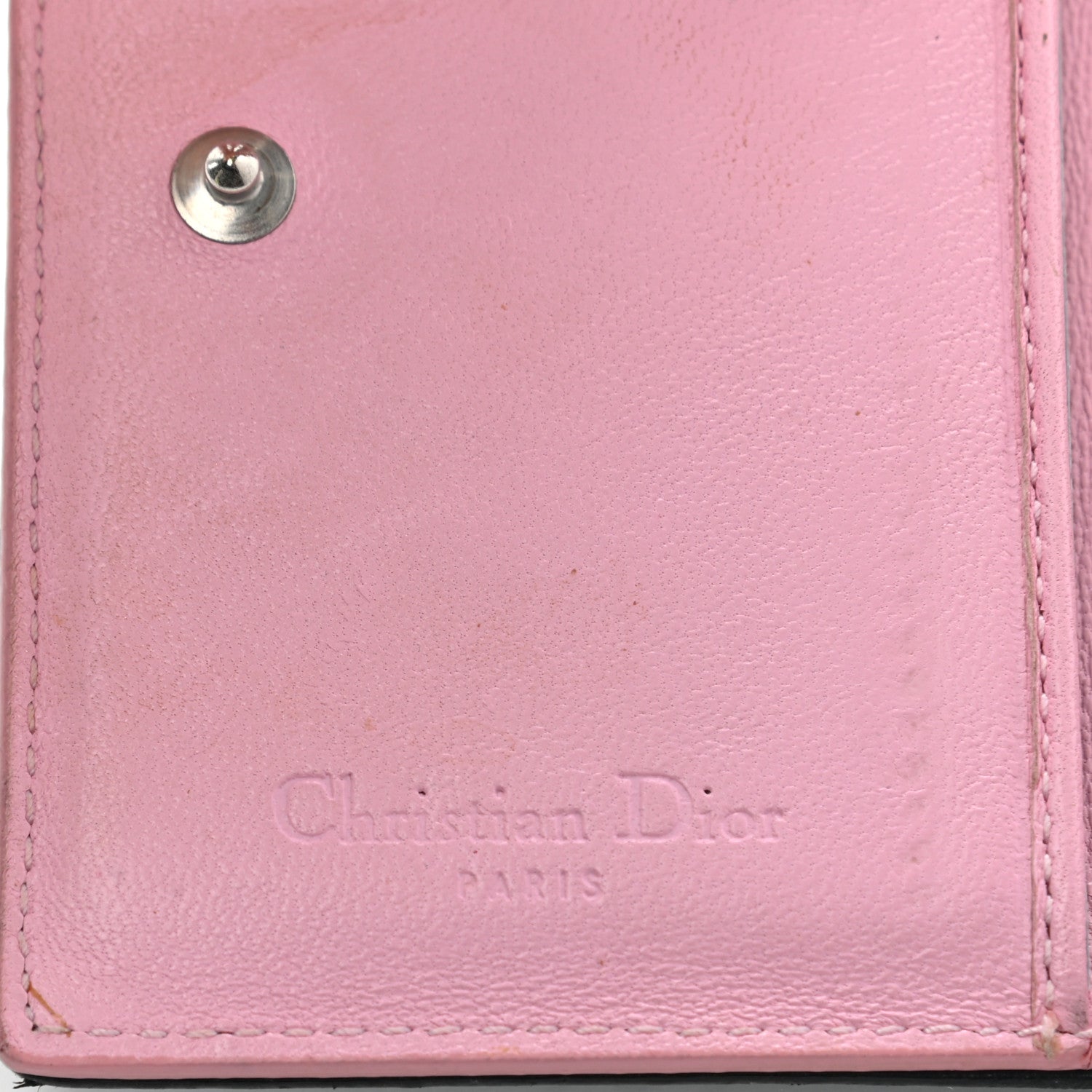 Christian Dior Lambskin Cannage Bi-Color Small Lady Dior Flap Card Holder Black Pink 7 of 19