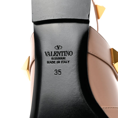 Valentino Garavani Calfskin Roman Stud Ankle Strap Flat Mules 35 Rose Cannelle 6 of 8
