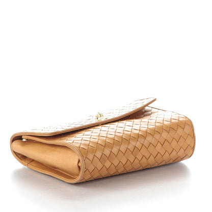 Bottega Veneta Vintage Nappa Intrecciato Woven Flap Chain Bag Beige 4 of 10