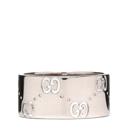 Gucci 18K White Gold 9mm Icon Band Ring 53 6.5 3 of 5