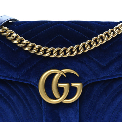 Gucci Velvet Matelasse Small GG Marmont Shoulder Bag Cobalt Blue 9 of 11