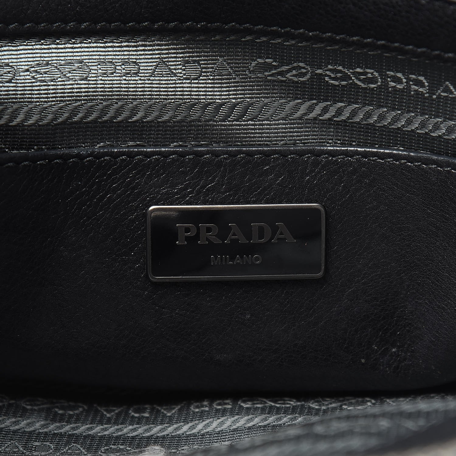 Prada Glace Calf Small Twin Pocket Tote Black 6 of 25