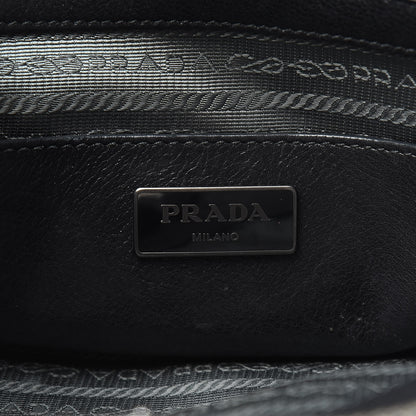 Prada Glace Calf Small Twin Pocket Tote Black 6 of 25
