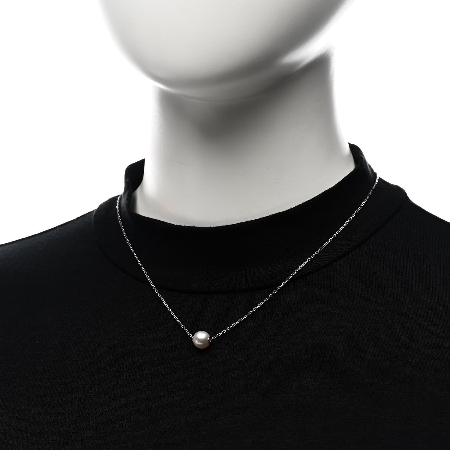 Mikimoto 18K White Gold Akoya Cultured Pearl 8-8.5mm Single Pendant Necklace 2 of 7