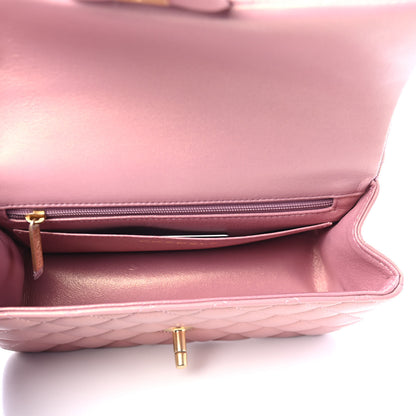 Chanel Iridescent Lambskin Quilted Mini Top Handle Rectangular Flap Pink 4 of 5