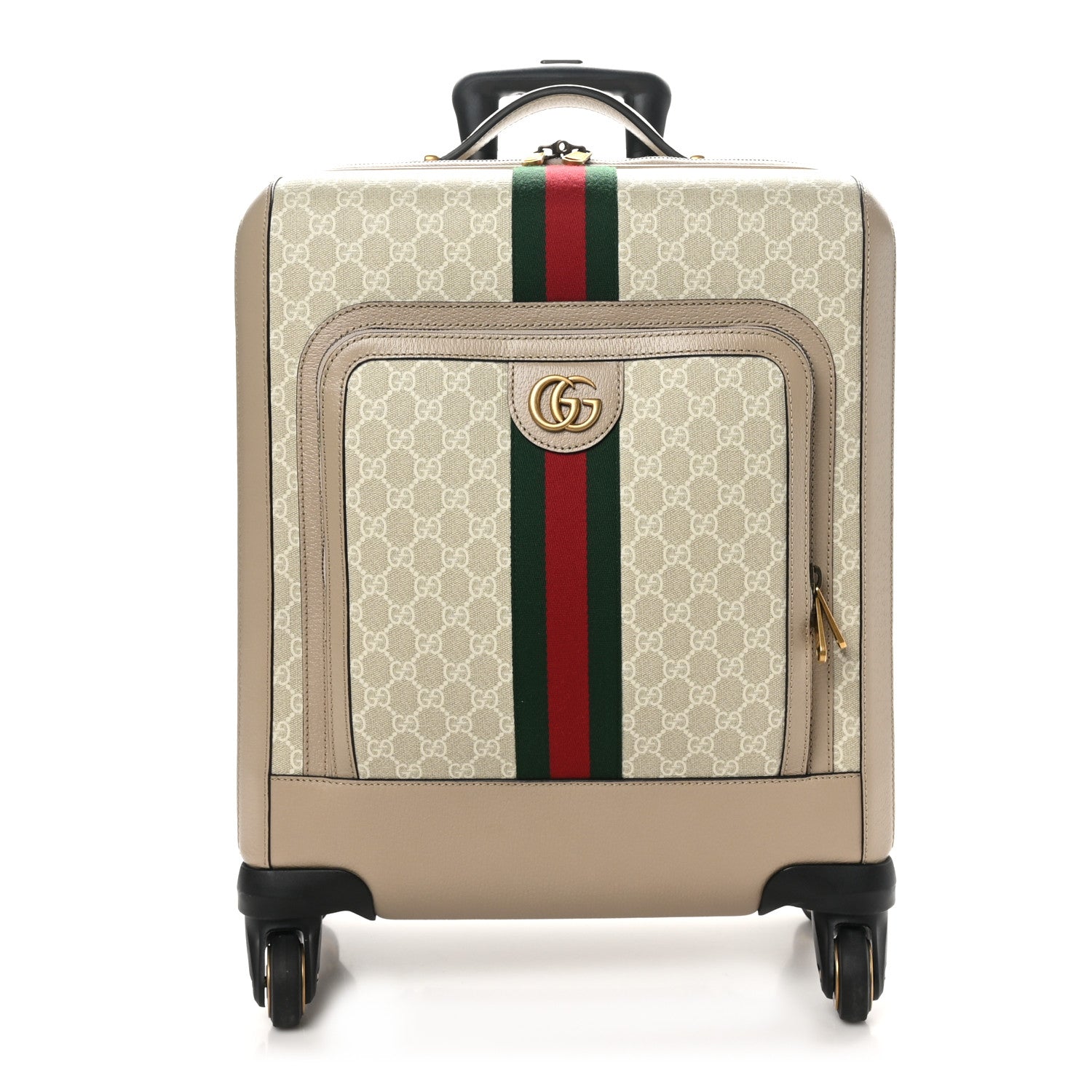 Gucci GG Supreme Monogram Textured Dollar Calfskin Web Small Savoy Cabin Trolley Beige Mystic White Oatmeal 1 of 9