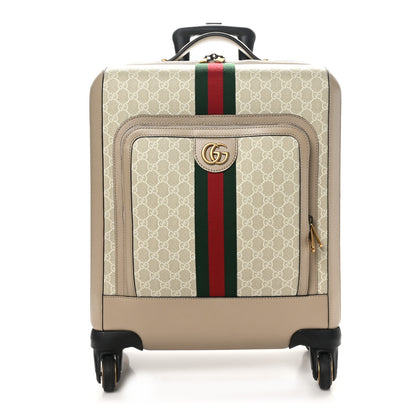 Gucci GG Supreme Monogram Textured Dollar Calfskin Web Small Savoy Cabin Trolley Beige Mystic White Oatmeal 1 of 9