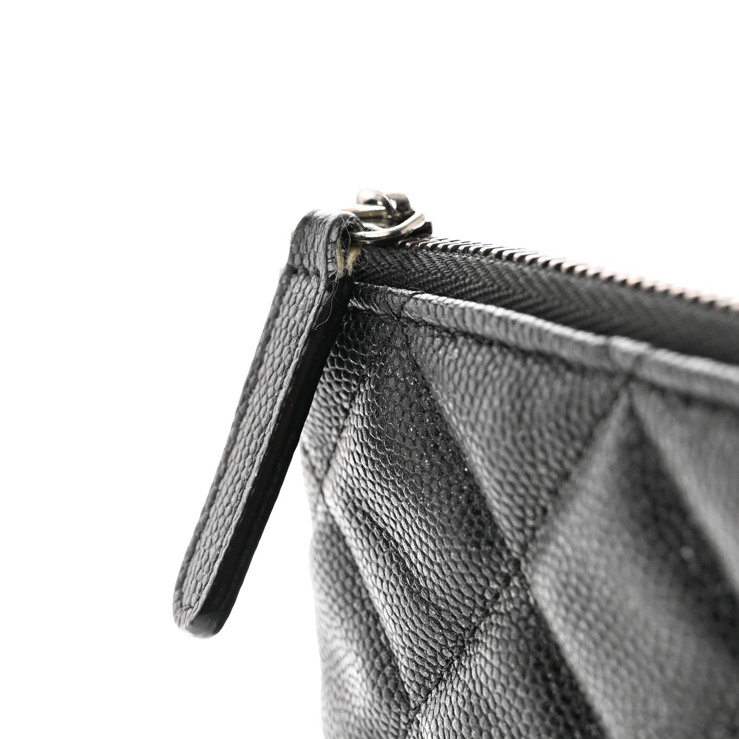 Iridescent Caviar Quilted Large Cosmetic Case Black