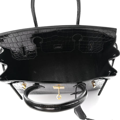 Hermes Shiny Niloticus Crocodile Birkin 30 Black 6 of 33