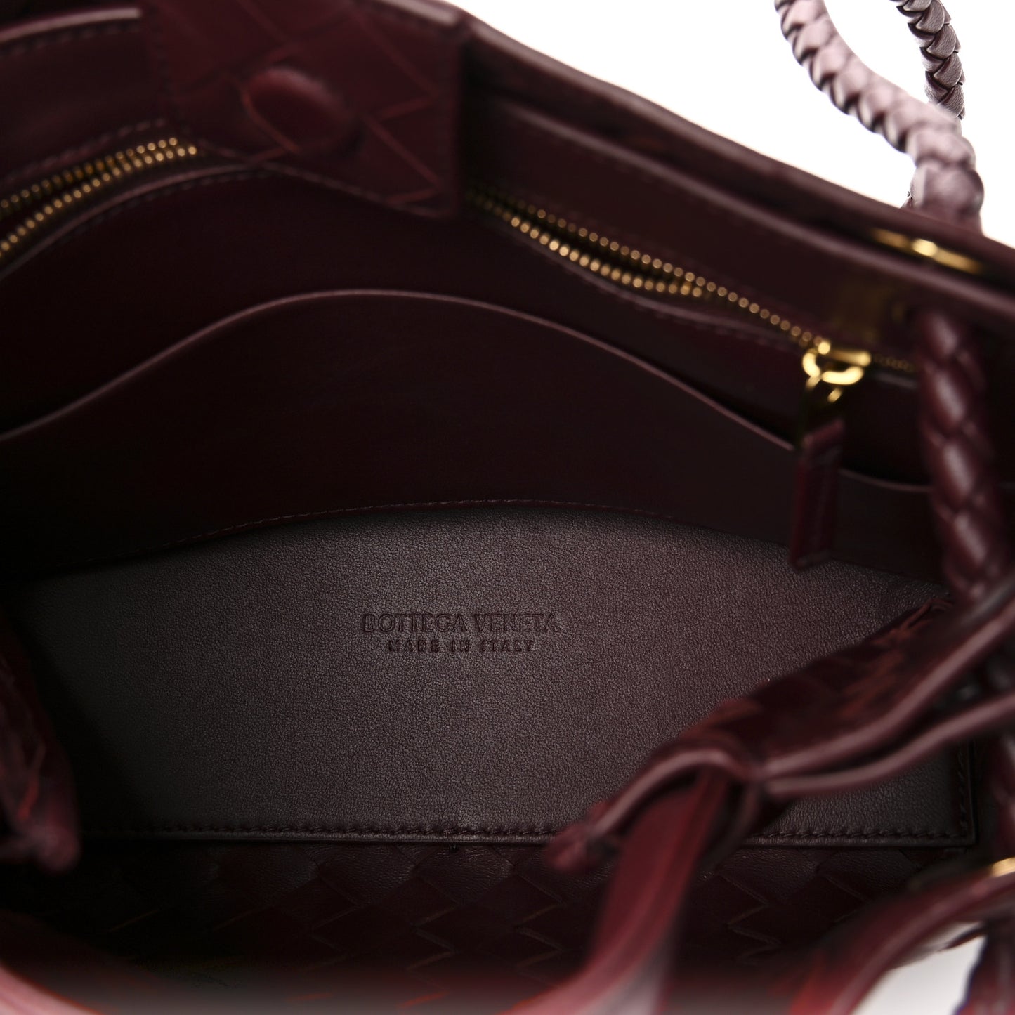 Nappa Intrecciato Small Andiamo Shoulder Bag Barolo