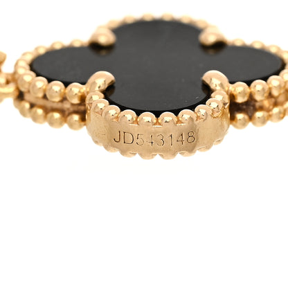 Van Cleef & Arpels 18K Yellow Gold Black Onyx 5 Motifs Vintage Alhambra Bracelet 5 of 6