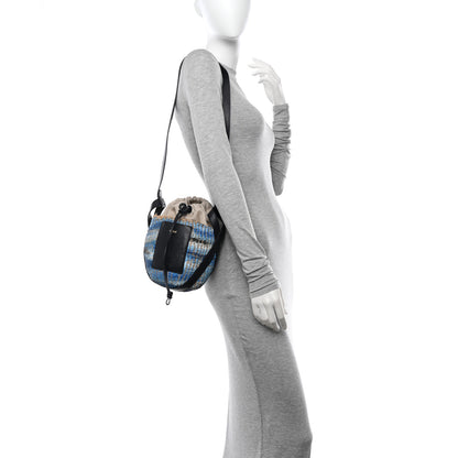 Chloe Paper Calfskin Woven Tie Dye Small Basket Bag Multicolor Blue 2 of 13