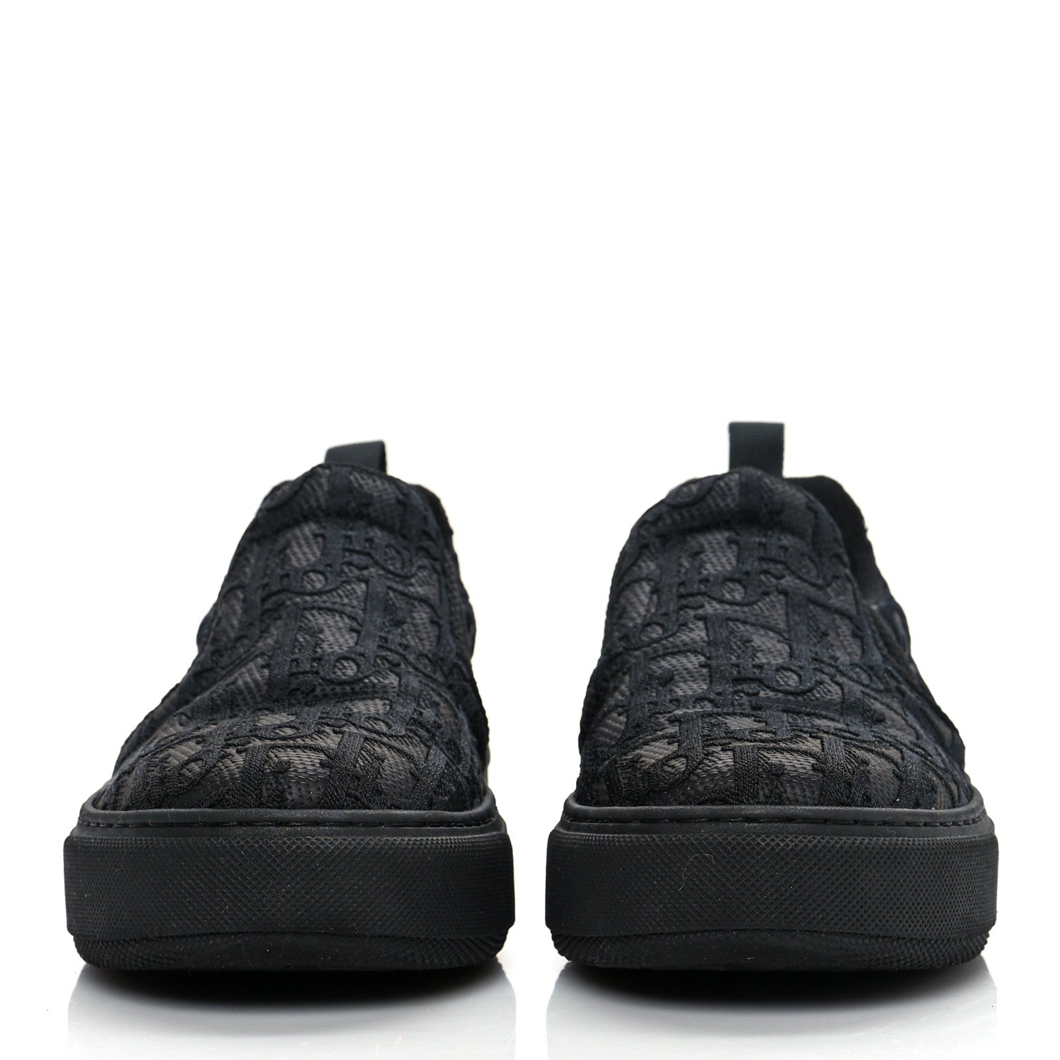 Christian Dior Shiny Technical Fabric Oblique Embroidered Womens Solar Slip On Sneakers 37.5 Black 2 of 9