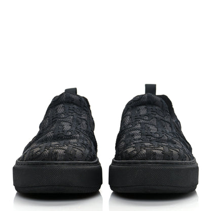 Christian Dior Shiny Technical Fabric Oblique Embroidered Womens Solar Slip On Sneakers 37.5 Black 2 of 9