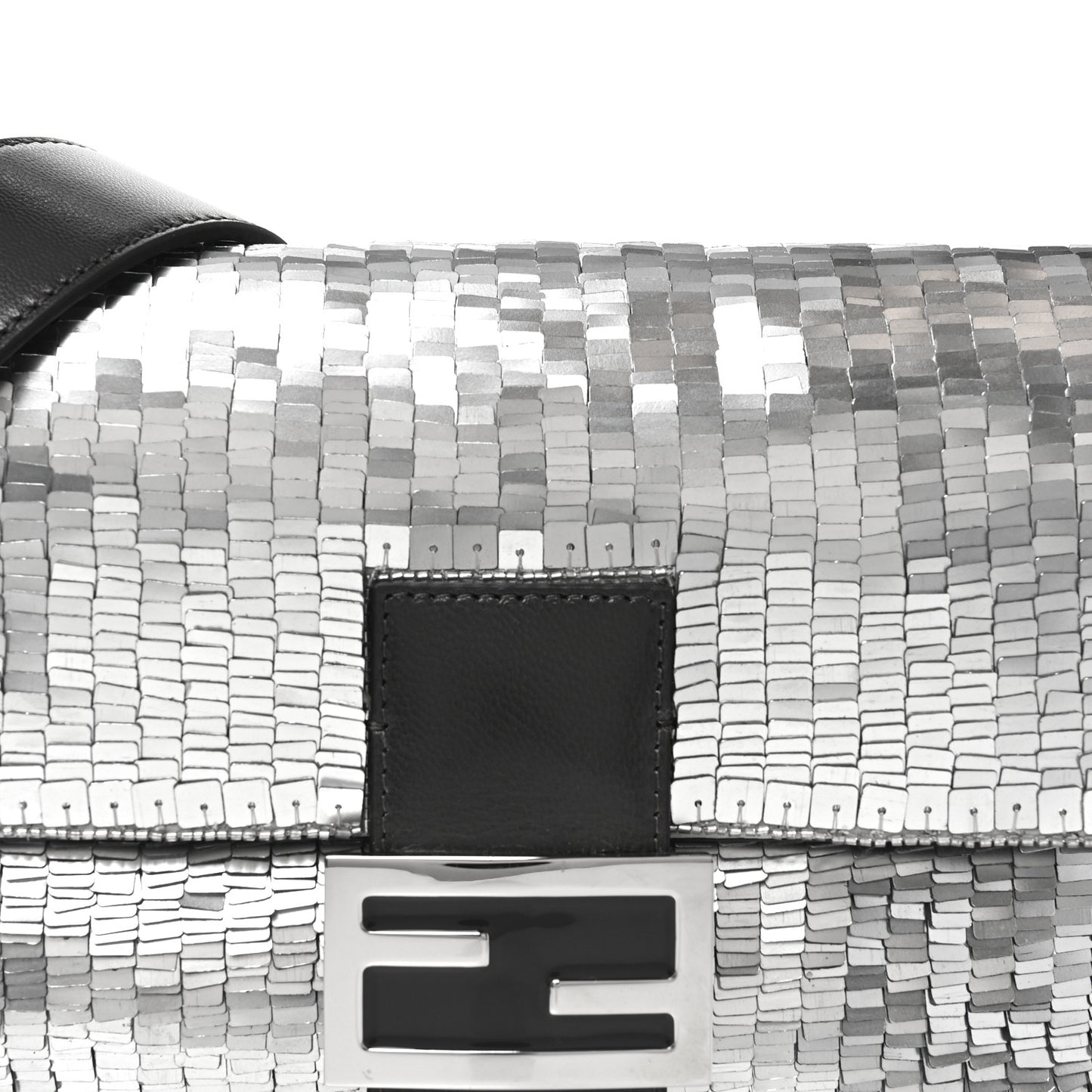 Sequin Paillettes Capretto Lucido Baguette Argento Moro