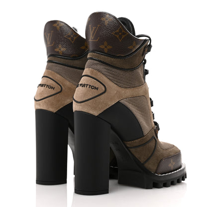 Louis Vuitton Suede Calfskin Monogram Star Trail Ankle Boots 37.5 Khaki 5 of 9